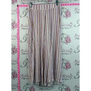 La vie en rose aqua pants Striped Wide-Leg Palazzo Pants - White, Tan, Rust